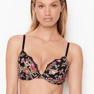 Victoria's Secret Embroidered Lace Floral Push Up Bra - 32DD